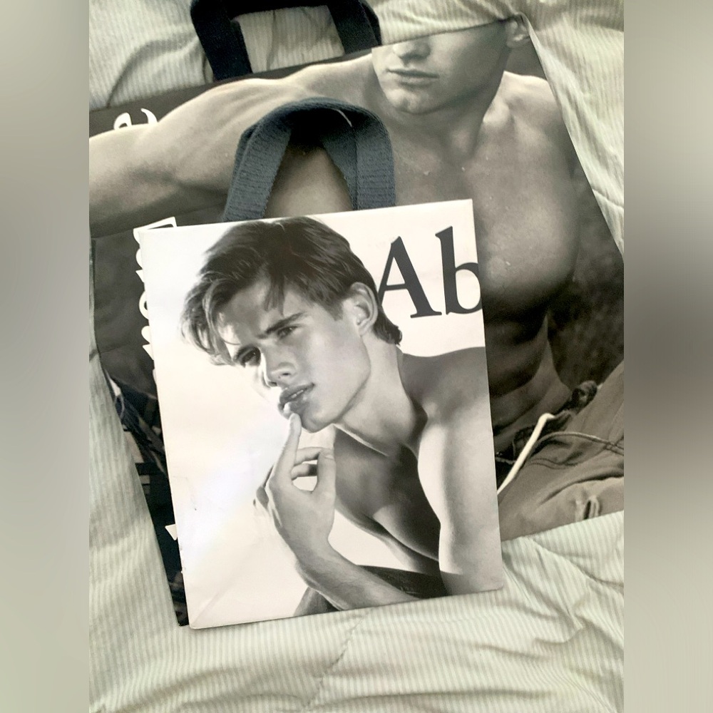 Vintage Abercrombie & Fitch Male Model 90s Shopping Bag (set of large and small)